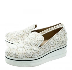 Stella McCartney White Lace/Canvas Slip On Sneakers Size 38 For Women -Stella McCartney Sales luxury women stella mccartney used shoes p180867 009