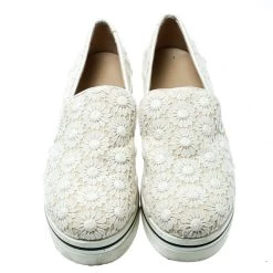 Stella McCartney White Lace/Canvas Slip On Sneakers Size 38 For Women -Stella McCartney Sales luxury women stella mccartney used shoes p180867 1552377846 003