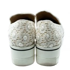 Stella McCartney White Lace/Canvas Slip On Sneakers Size 38 For Women -Stella McCartney Sales luxury women stella mccartney used shoes p180867 1552377847 004