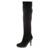 Stella McCartney Black Faux Suede Korda Studded Knee Length Boots Size 37 For Women -Stella McCartney Sales luxury women stella mccartney used shoes p185584 004