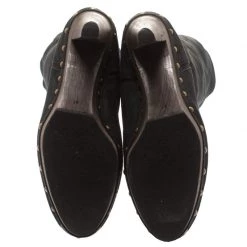 Stella McCartney Black Faux Suede Korda Studded Knee Length Boots Size 37 For Women -Stella McCartney Sales luxury women stella mccartney used shoes p185584 005