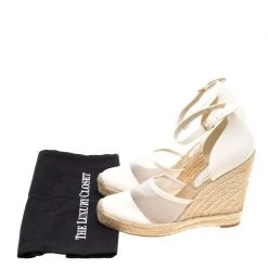Stella McCartney White Mesh And Faux Leather Espadrille Ankle Strap Wedge Sandals Size 40 For Women -Stella McCartney Sales luxury women stella mccartney used shoes p186117 001