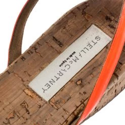 Stella McCartney Neon Orange Faux Leather Linda Ankle Strap Flat Sandals Size 35 For Women -Stella McCartney Sales luxury women stella mccartney used shoes p186617 002