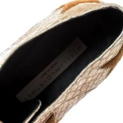 Stella McCartney Metallic Gold Python Effect Faux Leather And Faux Fur Elyse Star Platform Derby Size 38 For Women -Stella McCartney Sales luxury women stella mccartney used shoes p193835 002