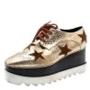 Stella McCartney Metallic Gold Python Effect Faux Leather And Faux Fur Elyse Star Platform Derby Size 38 For Women -Stella McCartney Sales luxury women stella mccartney used shoes p193835 003