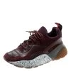 Stella McCartney Burgundy Fabric And Faux Suede Eclypse Lace Up Sneakers Size 38 For Women
