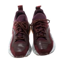 Stella McCartney Burgundy Fabric And Faux Suede Eclypse Lace Up Sneakers Size 38 For Women -Stella McCartney Sales luxury women stella mccartney used shoes p195282 006