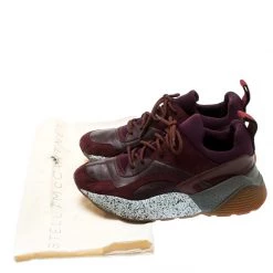 Stella McCartney Burgundy Fabric And Faux Suede Eclypse Lace Up Sneakers Size 38 For Women -Stella McCartney Sales luxury women stella mccartney used shoes p195282 008