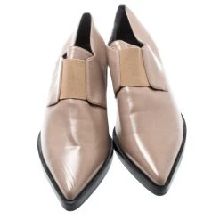 Stella McCartney Beige Faux Leather Frankie Pointed Toe Elastic Detail Loafers Size 39 For Women -Stella McCartney Sales luxury women stella mccartney used shoes p195514 006
