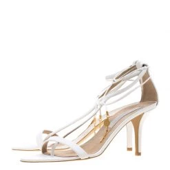 Stella McCartney White Faux Leather Open Toe T-Strap Sandals Size 39 For Women -Stella McCartney Sales luxury women stella mccartney used shoes p201785 004