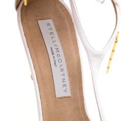 Stella McCartney White Faux Leather Open Toe T-Strap Sandals Size 39 For Women -Stella McCartney Sales luxury women stella mccartney used shoes p201785 006