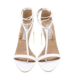Stella McCartney White Faux Leather Open Toe T-Strap Sandals Size 39 For Women -Stella McCartney Sales luxury women stella mccartney used shoes p201785 008