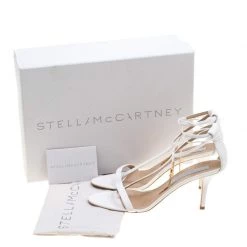 Stella McCartney White Faux Leather Open Toe T-Strap Sandals Size 39 For Women -Stella McCartney Sales luxury women stella mccartney used shoes p201785 009