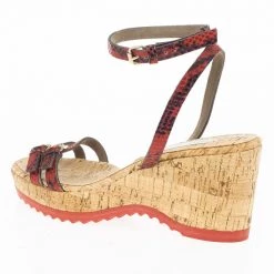 Stella McCartney Snake Embossed Linda Cork Wedge Sandals Size 39 For Women -Stella McCartney Sales luxury women stella mccartney used shoes p20455 0003