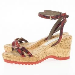 Stella McCartney Snake Embossed Linda Cork Wedge Sandals Size 39 For Women -Stella McCartney Sales luxury women stella mccartney used shoes p20455 0006