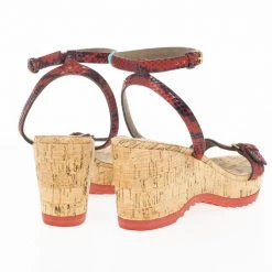 Stella McCartney Snake Embossed Linda Cork Wedge Sandals Size 39 For Women -Stella McCartney Sales luxury women stella mccartney used shoes p20455 0007