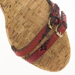 Stella McCartney Snake Embossed Linda Cork Wedge Sandals Size 39 For Women -Stella McCartney Sales luxury women stella mccartney used shoes p20455 0008