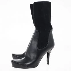 Stella McCartney Black Leather Sock Platform Ankle Boots Size 38 For Women -Stella McCartney Sales luxury women stella mccartney used shoes p20570 0004