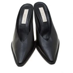 Stella McCartney Black Faux Leather Sabot Pointed Mules Size 39 For Women -Stella McCartney Sales luxury women stella mccartney used shoes p208102 006