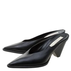 Stella McCartney Black Faux Leather Sabot Pointed Mules Size 39 For Women -Stella McCartney Sales luxury women stella mccartney used shoes p208102 007