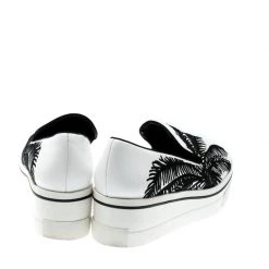 Stella McCartney Monochrome Faux Leather Binx Palm Tree Embroidered Platform Slip On Sneakers Size 38 For Women -Stella McCartney Sales luxury women stella mccartney used shoes p212222 003