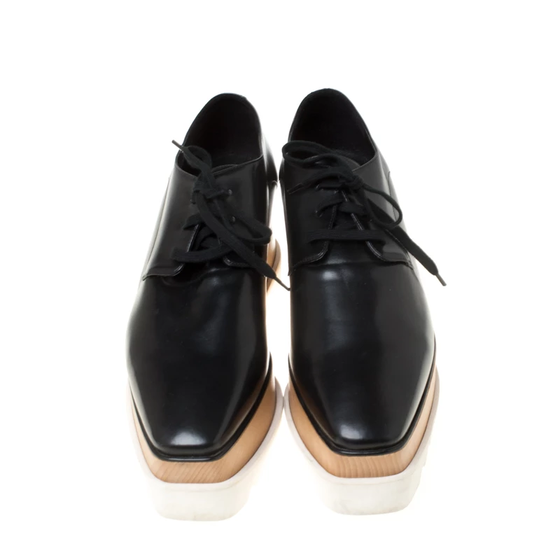 Stella McCartney Black Faux Leather Elyse Platform Derby Size 41 For Women 5 Stella McCartney Black Faux Leather Elyse Platform Derby Size 41 For Women - Image 3