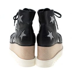 Stella McCartney Black Faux Leather Elyse Star Platform Lace Up Booties Size 36 For Women -Stella McCartney Sales luxury women stella mccartney used shoes p217277 005