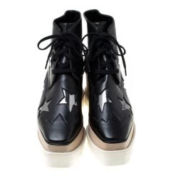 Stella McCartney Black Faux Leather Elyse Star Platform Lace Up Booties Size 36 For Women -Stella McCartney Sales luxury women stella mccartney used shoes p217277 006