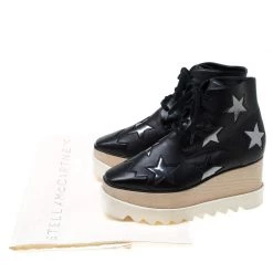 Stella McCartney Black Faux Leather Elyse Star Platform Lace Up Booties Size 36 For Women -Stella McCartney Sales luxury women stella mccartney used shoes p217277 008