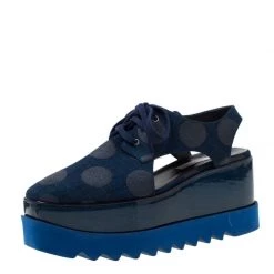 Stella McCartney Blue Canvas Elyse Cut Out Derby Size 40 For Women