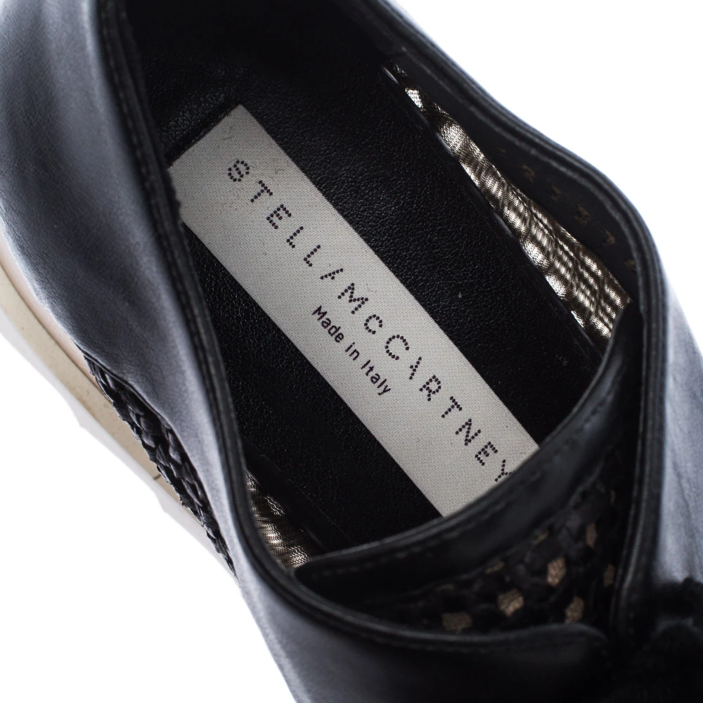 Stella McCartney Black Woven Faux Leather Elyse Platform Derby Size 35 For Women 9 Stella McCartney Black Woven Faux Leather Elyse Platform Derby Size 35 For Women - Image 7