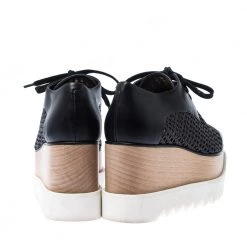 Stella McCartney Black Woven Faux Leather Elyse Platform Derby Size 35 For Women 14 Stella McCartney Black Woven Faux Leather Elyse Platform Derby Size 35 For Women -Stella McCartney Sales luxury women stella mccartney used shoes p224422 006