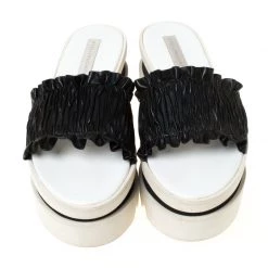 Stella McCartney Black Ruffle Faux Leather Platform Slide Size 41 For Women 12 Stella McCartney Black Ruffle Faux Leather Platform Slide Size 41 For Women -Stella McCartney Sales luxury women stella mccartney used shoes p225466 004