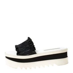 Stella McCartney Black Ruffle Faux Leather Platform Slide Size 41 For Women 11 Stella McCartney Black Ruffle Faux Leather Platform Slide Size 41 For Women -Stella McCartney Sales luxury women stella mccartney used shoes p225466 006