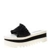 Stella McCartney Black Ruffle Faux Leather Platform Slide Size 41 For Women -Stella McCartney Sales luxury women stella mccartney used shoes p225466 007
