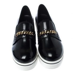 Stella McCartney Black Faux Leather Chain-Link Platform Slip On Sneakers 41 For Women -Stella McCartney Sales luxury women stella mccartney used shoes p230467 006