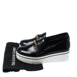 Stella McCartney Black Faux Leather Chain-Link Platform Slip On Sneakers 41 For Women -Stella McCartney Sales luxury women stella mccartney used shoes p230467 008