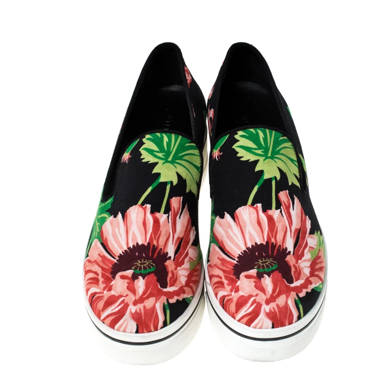 Stella McCartney Black Floral Printed Canvas Slip On Sneakers Size 41 For Women 5 Stella McCartney Black Floral Printed Canvas Slip On Sneakers Size 41 For Women - Image 3