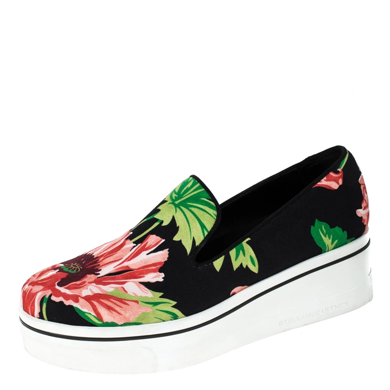 Stella McCartney Black Floral Printed Canvas Slip On Sneakers Size 41 For Women 3 Stella McCartney Black Floral Printed Canvas Slip On Sneakers Size 41 For Women