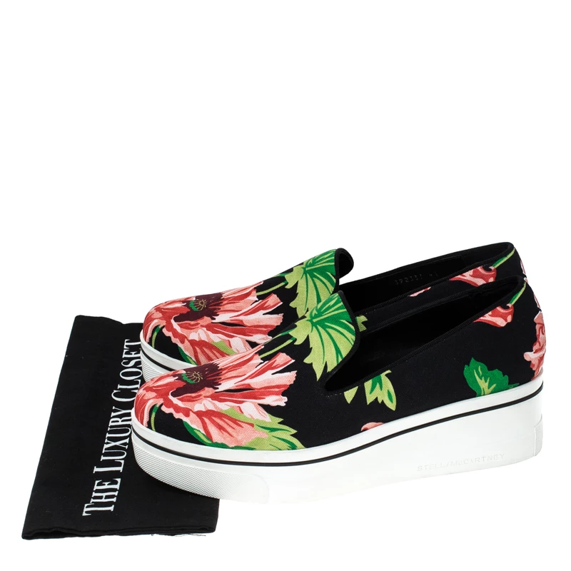 Stella McCartney Black Floral Printed Canvas Slip On Sneakers Size 41 For Women 10 Stella McCartney Black Floral Printed Canvas Slip On Sneakers Size 41 For Women - Image 8
