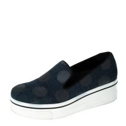 Stella McCartney Blue Denim Binx Slip On Platform Sneakers Size 38 For Women