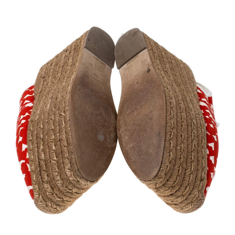 Stella McCartney Orange Canvas Wedge Slingback Platform Espadrille Sandals Size 36 For Women 8 Stella McCartney Orange Canvas Wedge Slingback Platform Espadrille Sandals Size 36 For Women - Image 6