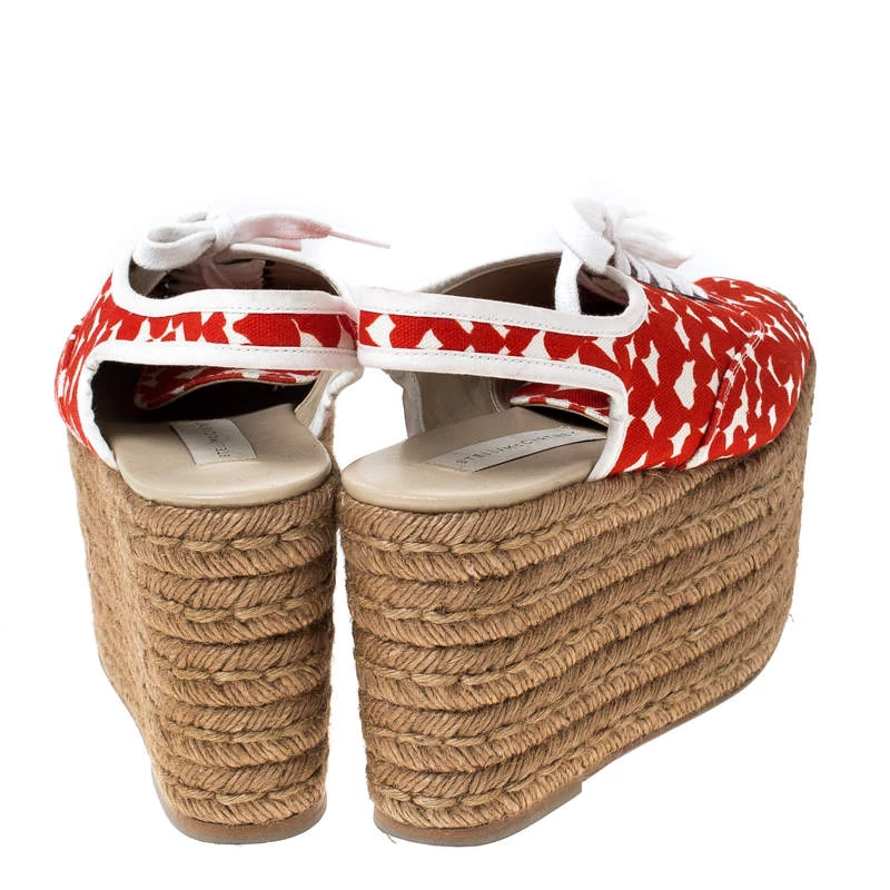 Stella McCartney Orange Canvas Wedge Slingback Platform Espadrille Sandals Size 36 For Women 7 Stella McCartney Orange Canvas Wedge Slingback Platform Espadrille Sandals Size 36 For Women - Image 5