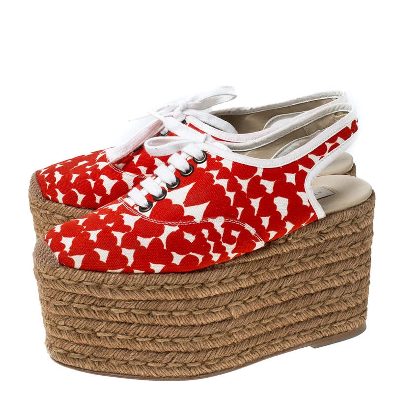 Stella McCartney Orange Canvas Wedge Slingback Platform Espadrille Sandals Size 36 For Women 6 Stella McCartney Orange Canvas Wedge Slingback Platform Espadrille Sandals Size 36 For Women - Image 4