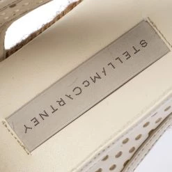 Stella McCartney White Perforated Faux Leather Slingback Espadrilles Platform Sandals Size 38 For Women -Stella McCartney Sales luxury women stella mccartney used shoes p233470 008