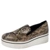 Stella McCartney Beige Faux Python Platform Slip On Sneakers Size 39 For Women