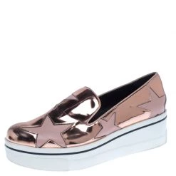 Stella McCartney Metallic Rose Gold Star Platform Binx Sneakers Size 40 For Women
