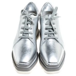 Stella McCartney Silver Metallic Faux Leather Elyse Platform Derby Size 38 For Women 12 Stella McCartney Silver Metallic Faux Leather Elyse Platform Derby Size 38 For Women -Stella McCartney Sales luxury women stella mccartney used shoes p240566 001