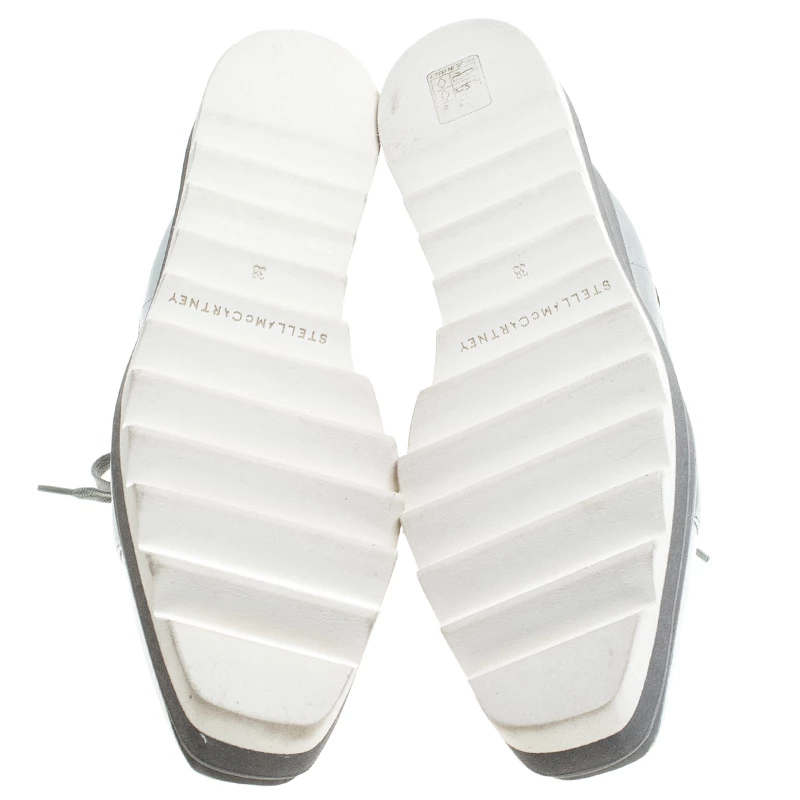 Stella McCartney Silver Metallic Faux Leather Elyse Platform Derby Size 38 For Women 8 Stella McCartney Silver Metallic Faux Leather Elyse Platform Derby Size 38 For Women - Image 6