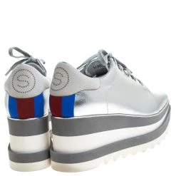 Stella McCartney Silver Metallic Faux Leather Elyse Platform Derby Size 38 For Women 14 Stella McCartney Silver Metallic Faux Leather Elyse Platform Derby Size 38 For Women -Stella McCartney Sales luxury women stella mccartney used shoes p240566 005